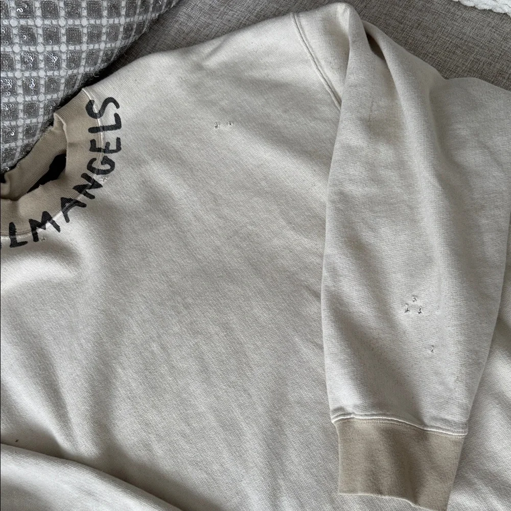 Palm Angels Cream Crewneck Sweater with Black Lettering - Picture 4 of 8